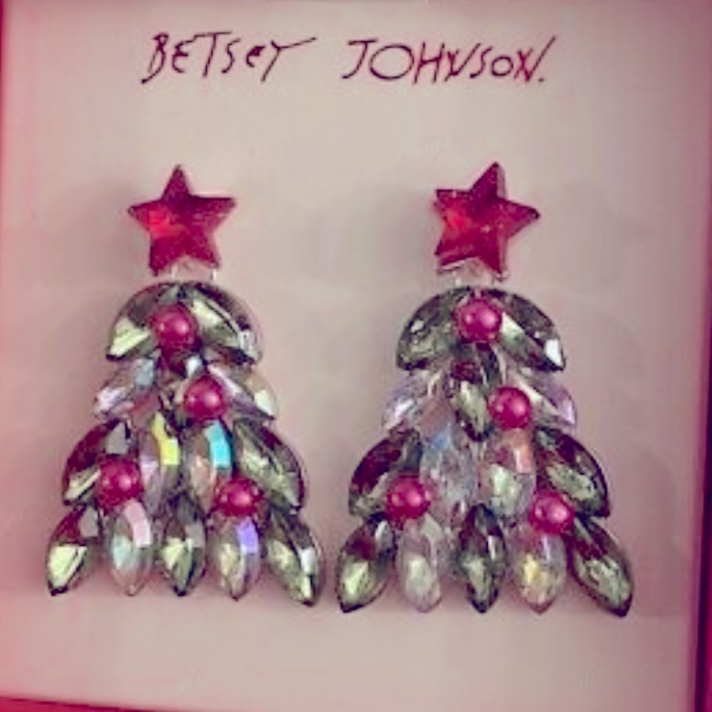 New BETSEY JOHNSON Christmas Tree Post Earrings - Picture 10 of 17